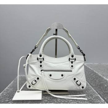 Balenciaga Le City First Bag in Arena lambskin, brass hardware White 2026 0122 (JM-260122017)