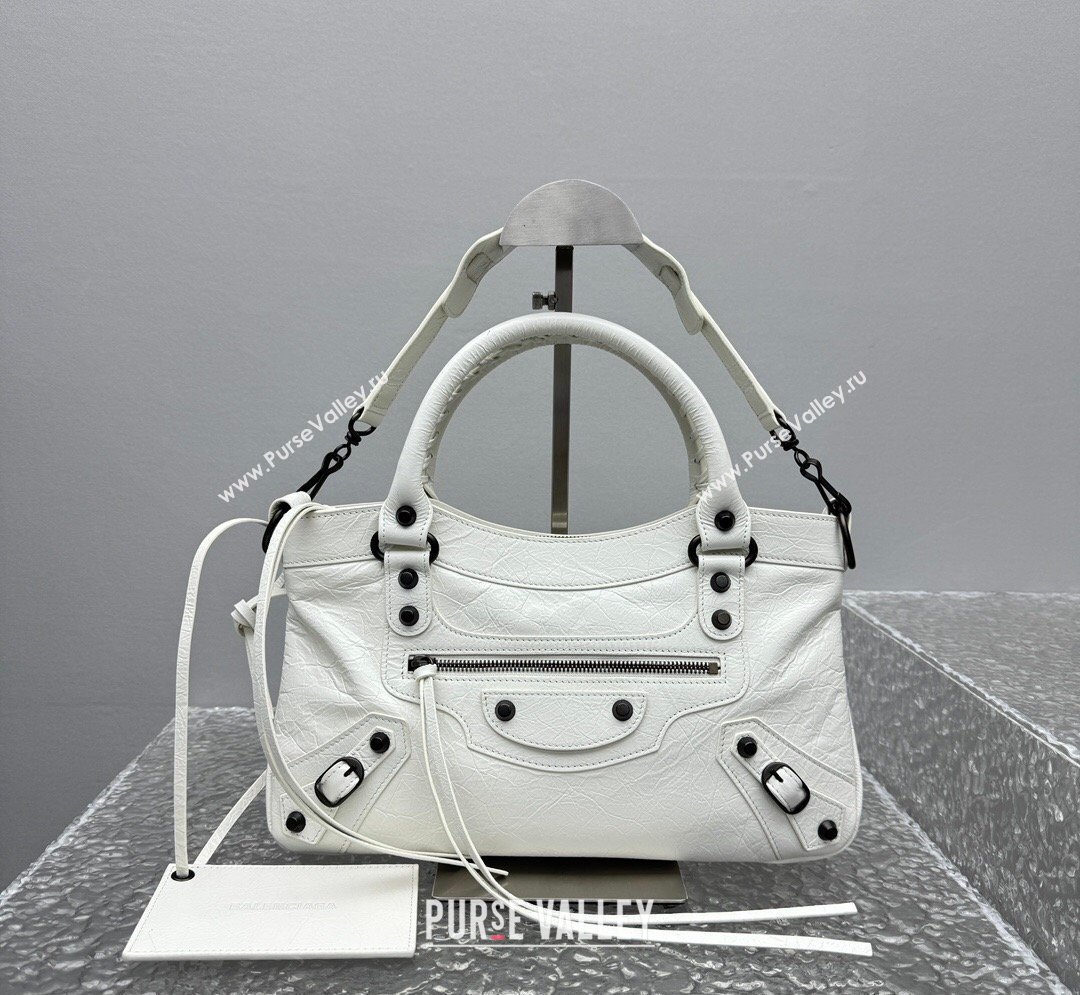 Balenciaga Le City First Bag in Arena lambskin, brass hardware White 2026 0122 (JM-260122017)