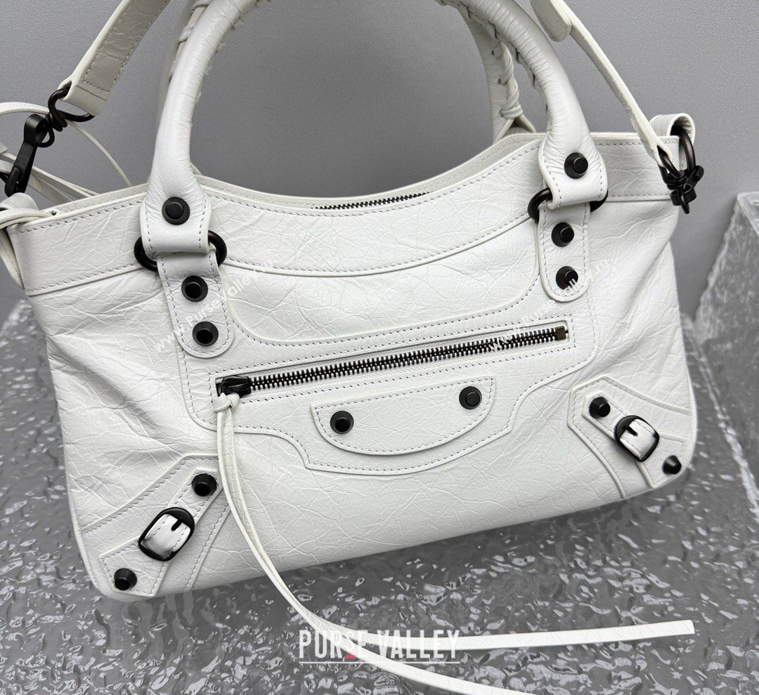 Balenciaga Le City First Bag in Arena lambskin, brass hardware White 2026 0122 (JM-260122017)