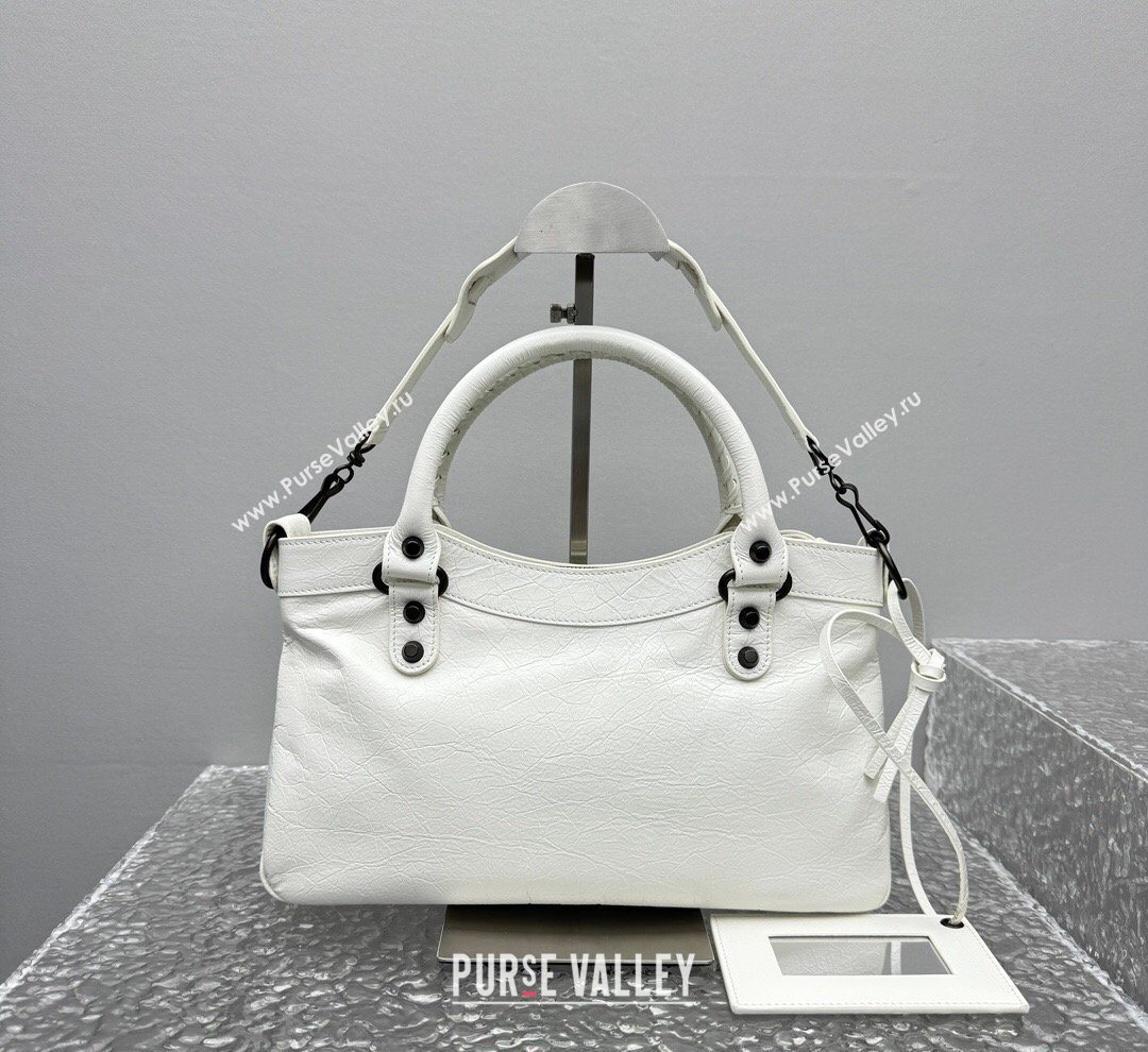 Balenciaga Le City First Bag in Arena lambskin, brass hardware White 2026 0122 (JM-260122017)
