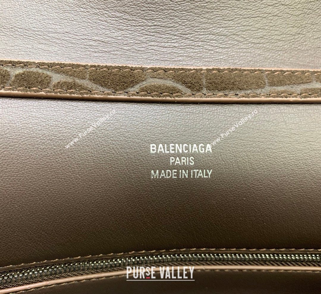 Balenciaga Rodeo Medium Handbag in Crocodile Embossed Suede Dark Coffee 2026 78972 (JM-260122002)