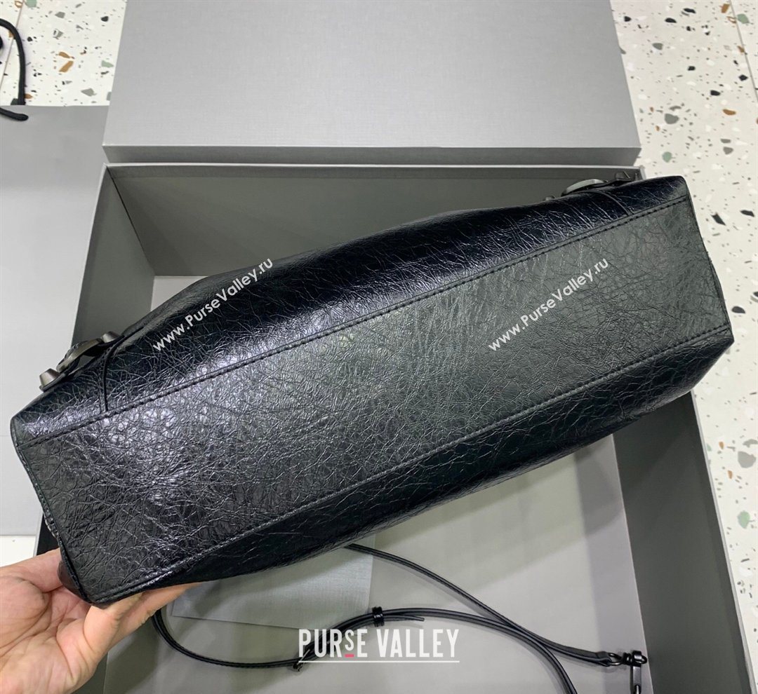 Balenciaga Le City Hobo Bag Medium in black Arena lambskin, brass hardware 2026 (JM-260122003)