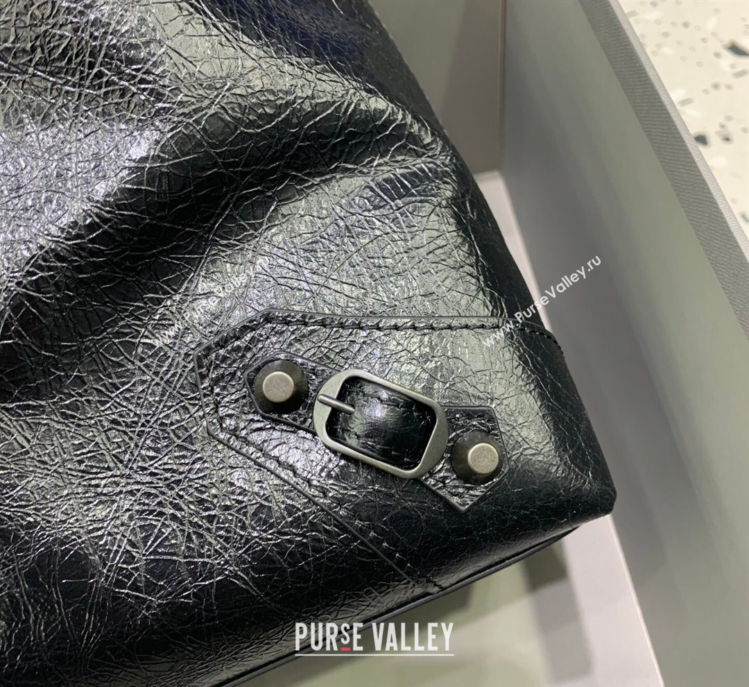 Balenciaga Le City Hobo Bag Medium in black Arena lambskin, brass hardware 2026 (JM-260122003)