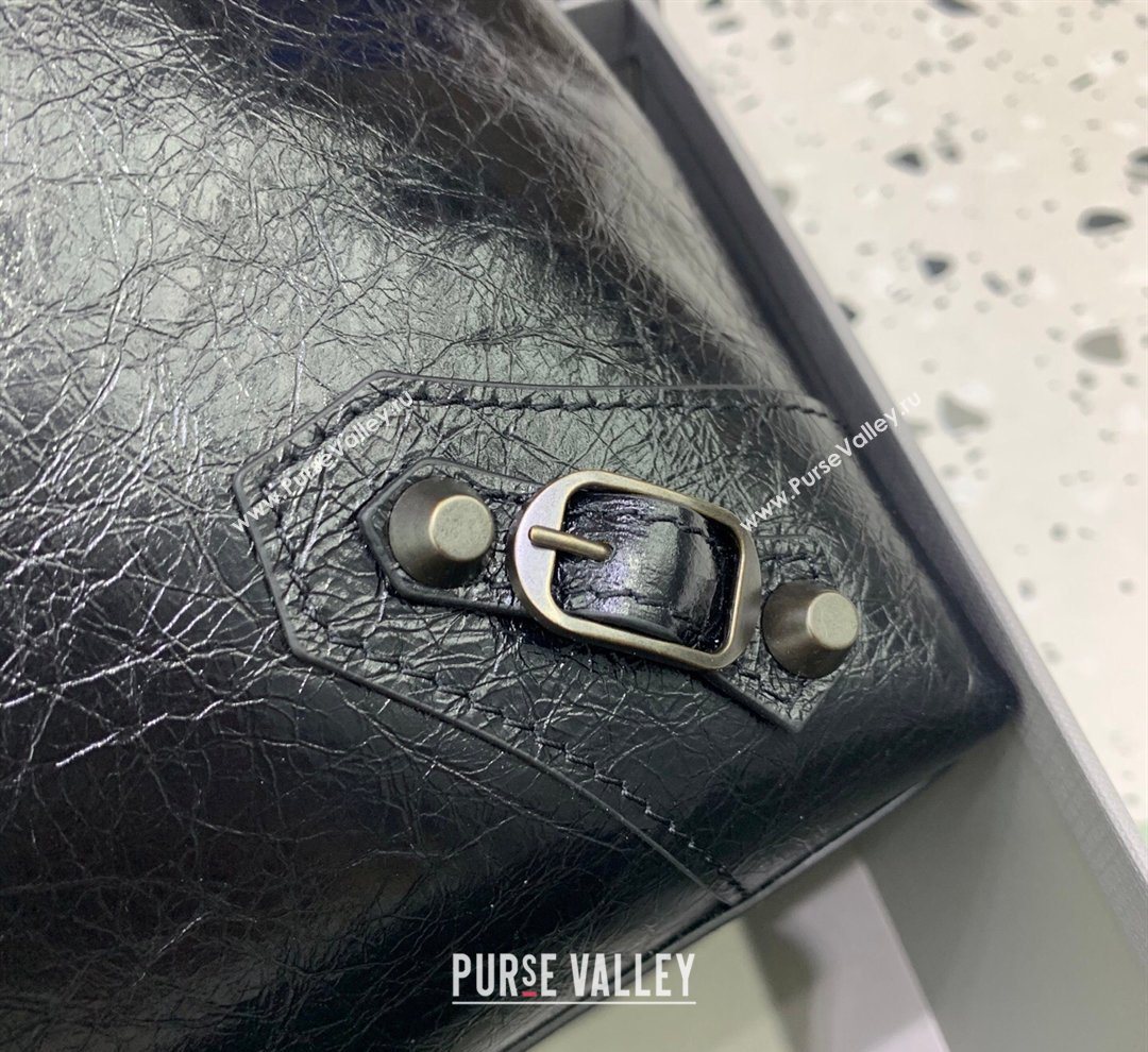 Balenciaga Le City Hobo Bag Small in black Arena lambskin, brass hardware 2026 (JM-260122004)