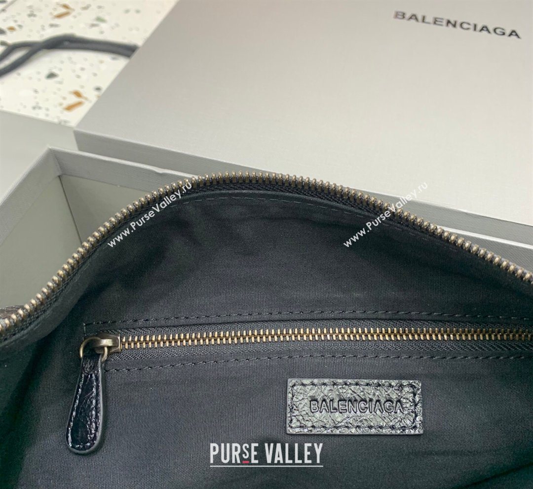 Balenciaga Le City Hobo Bag Small in black Arena lambskin, brass hardware 2026 (JM-260122004)