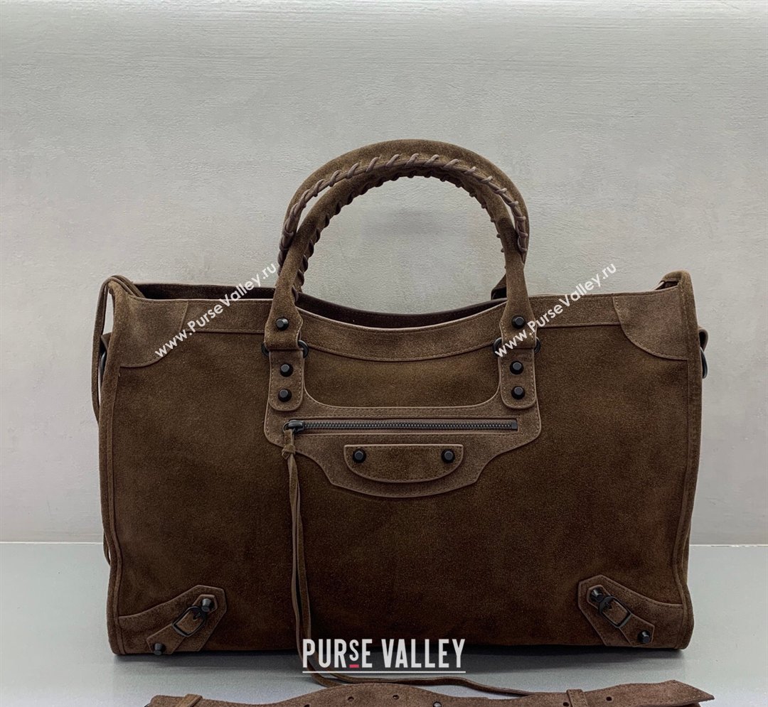 Balenciaga Le City Large Bag in Dark Coffee Suede 2025 0122 (JM-260122009)