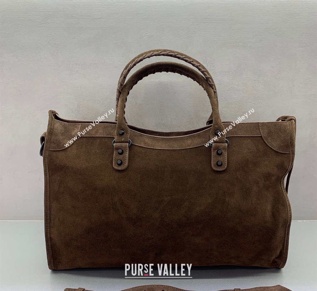 Balenciaga Le City Large Bag in Dark Coffee Suede 2025 0122 (JM-260122009)