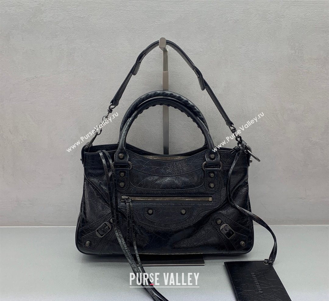 Balenciaga Le City First Bag in Arena lambskin, brass hardware Black 2026 0122 (JM-260122016)