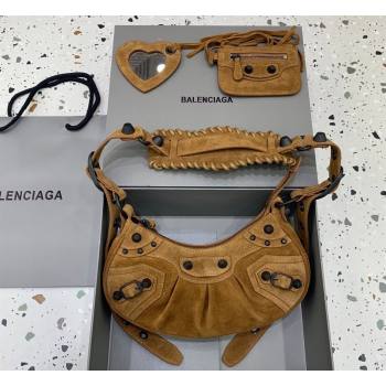 Balenciaga Le Cagole Shoulder Bag XS in light brown suede, brass hardware 2026 (JM-260122011)
