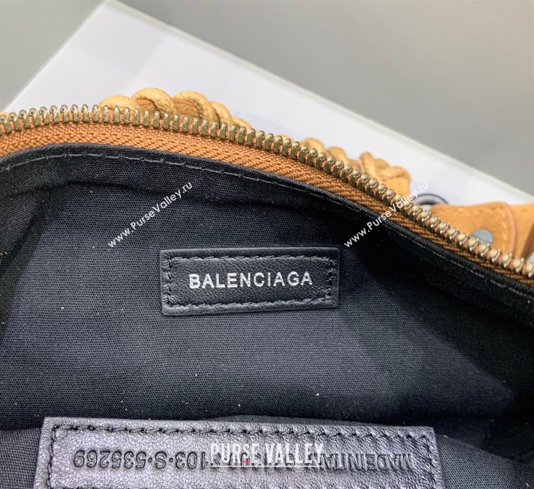 Balenciaga Le Cagole Shoulder Bag XS in light brown suede, brass hardware 2026 (JM-260122011)