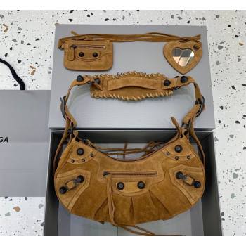 Balenciaga Le Cagole Shoulder Bag Small in light brown suede, brass hardware 2026 (JM-260122012)