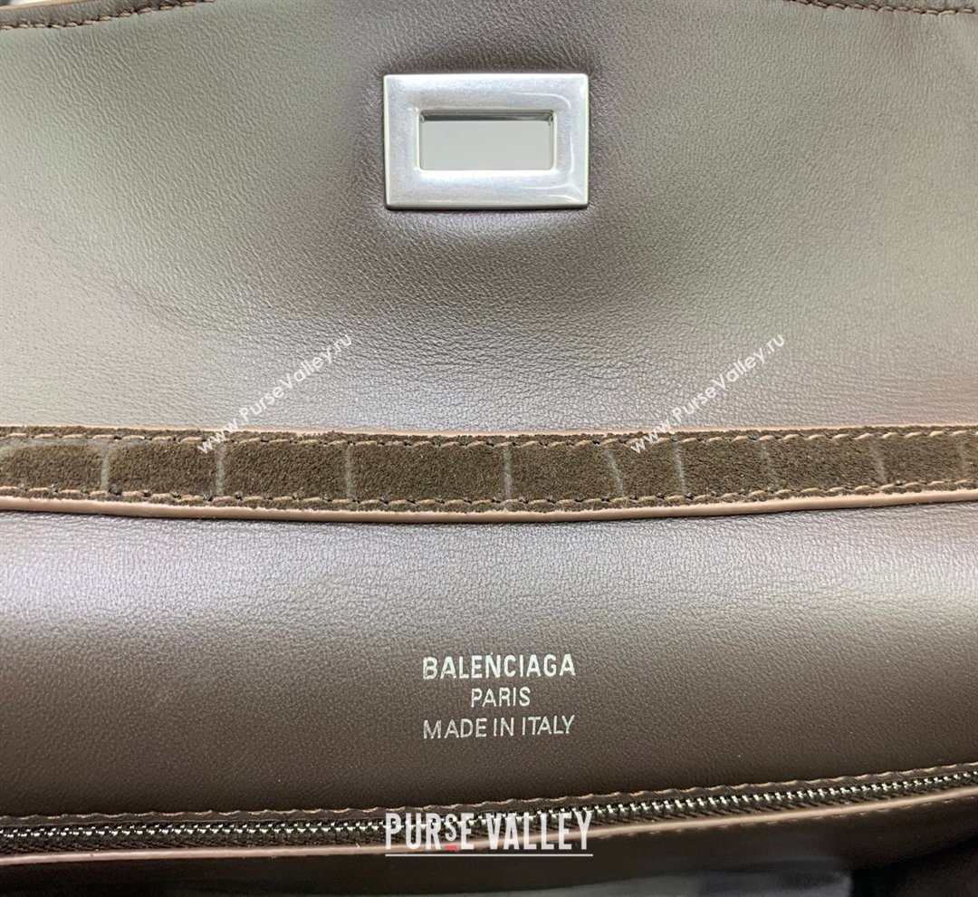 Balenciaga Rodeo Small Handbag in Crocodile Embossed Suede Dark Coffee 2026 78972 (JM-260122001)