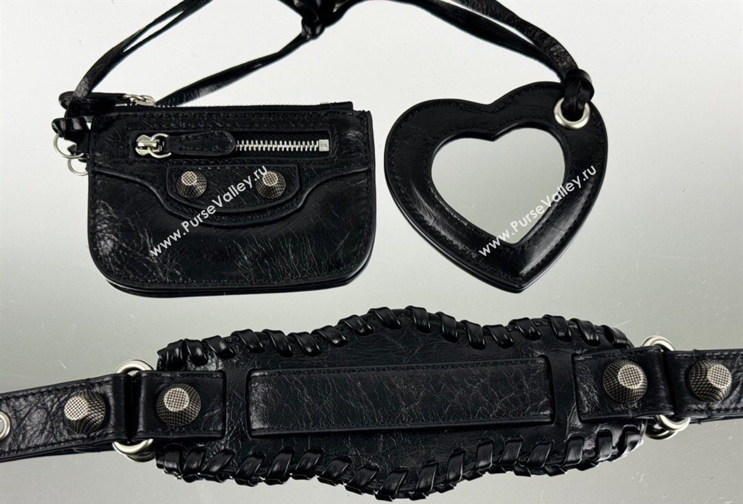 Balenciaga Le Cagole Shoulder Bag Small in Black Arena lambskin, aged-silver hardware 2026 BL701 (JM-260403012)