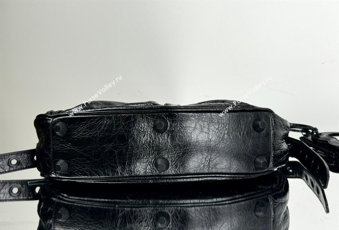 Balenciaga Le Cagole Shoulder Bag Small in Black Arena lambskin, black hardware 2026 BL701 (JM-260403014)
