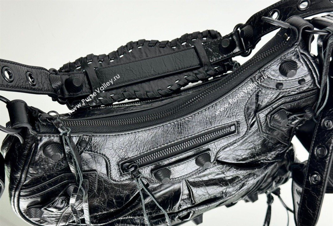 Balenciaga Le Cagole Shoulder Bag Small in Black Arena lambskin, black hardware 2026 BL701 (JM-260403014)