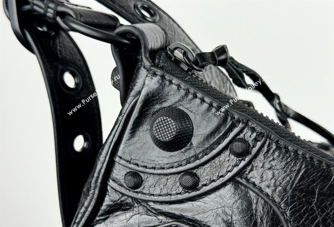 Balenciaga Le Cagole Shoulder Bag Small in Black Arena lambskin, black hardware 2026 BL701 (JM-260403014)