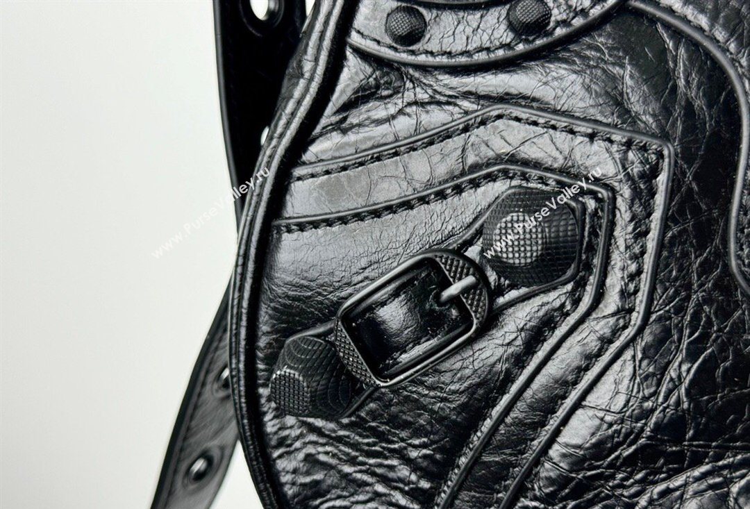 Balenciaga Le Cagole Shoulder Bag Small in Black Arena lambskin, black hardware 2026 BL701 (JM-260403014)