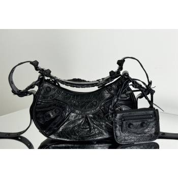 Balenciaga Le Cagole Shoulder Bag XS in Black Arena lambskin, black hardware 2026 BL701 (JM-260403013)