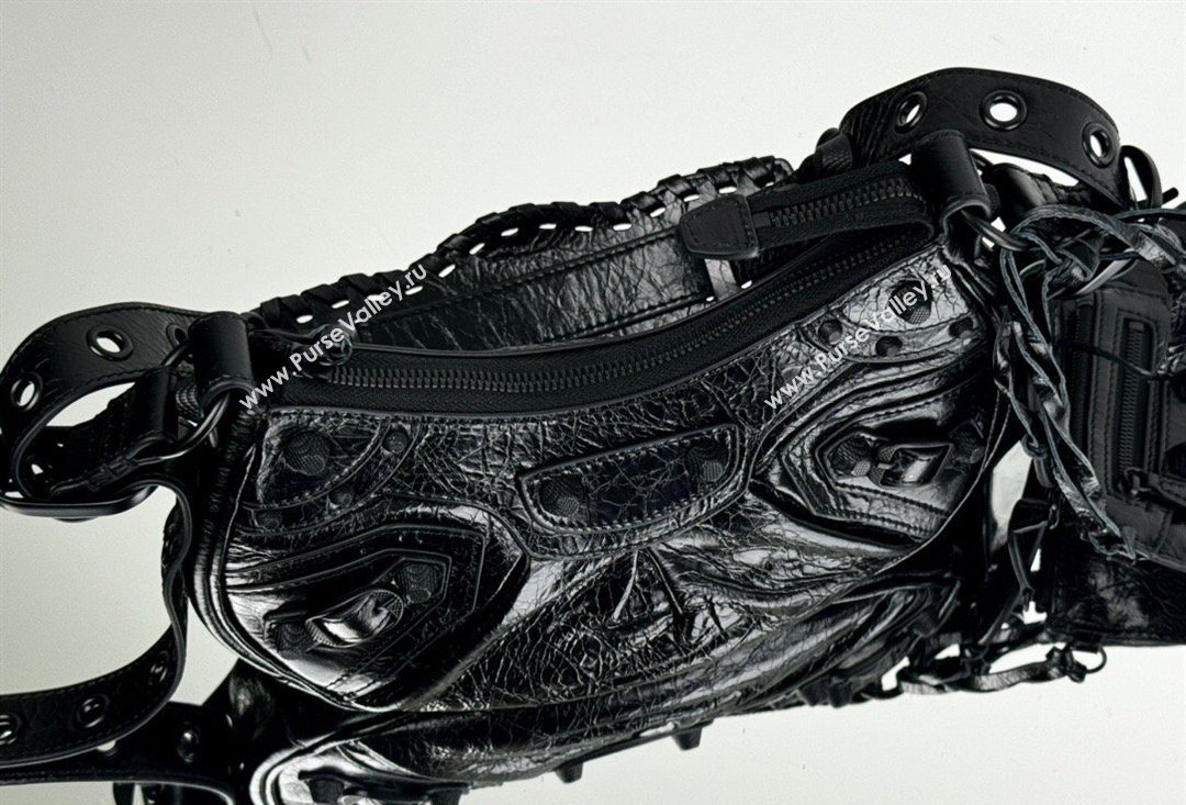 Balenciaga Le Cagole Shoulder Bag XS in Black Arena lambskin, black hardware 2026 BL701 (JM-260403013)