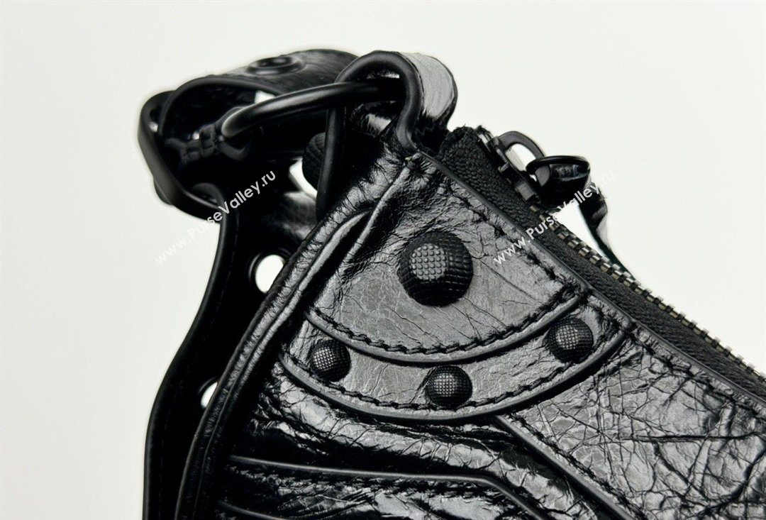 Balenciaga Le Cagole Shoulder Bag XS in Black Arena lambskin, black hardware 2026 BL701 (JM-260403013)