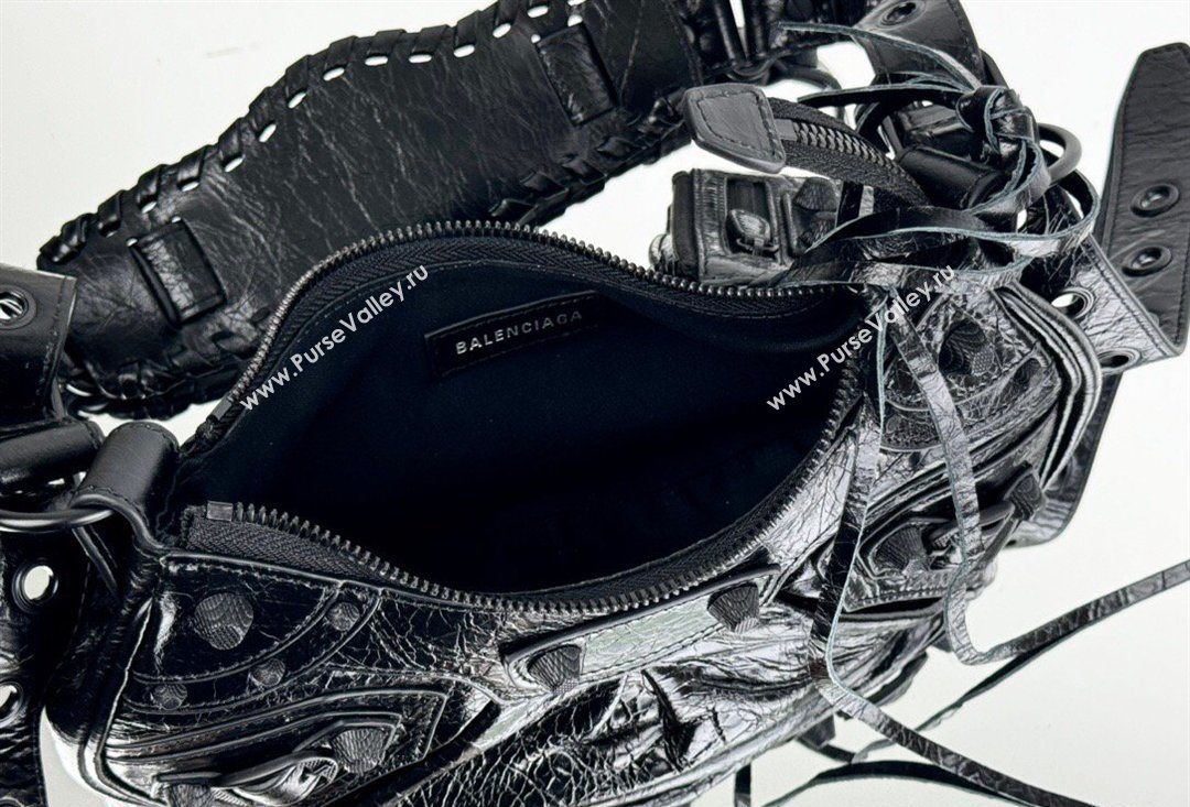 Balenciaga Le Cagole Shoulder Bag XS in Black Arena lambskin, black hardware 2026 BL701 (JM-260403013)