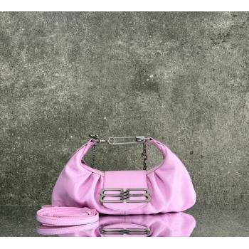 Balenciaga Pamela Shoulder Bag Small in Pink Arena lambskin, aged-silver hardware 2026 0113 (JM-260403025)