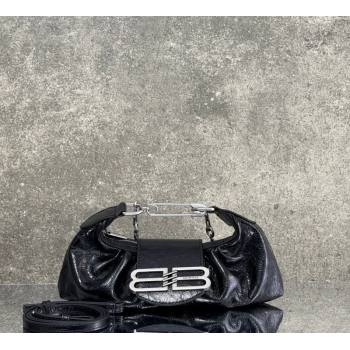 Balenciaga Pamela Shoulder Bag Small in Black Arena lambskin, aged-silver hardware 2026 0113 (JM-260403026)