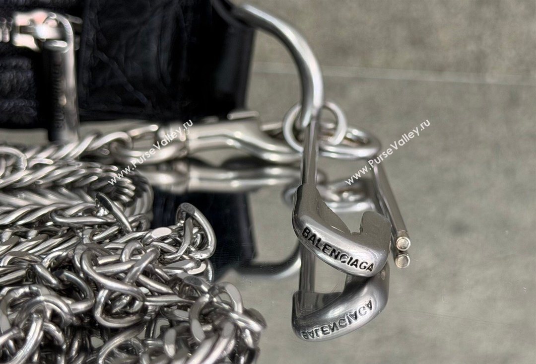 Balenciaga Pamela Shoulder Bag Small in Black Arena lambskin, aged-silver hardware 2026 0113 (JM-260403026)