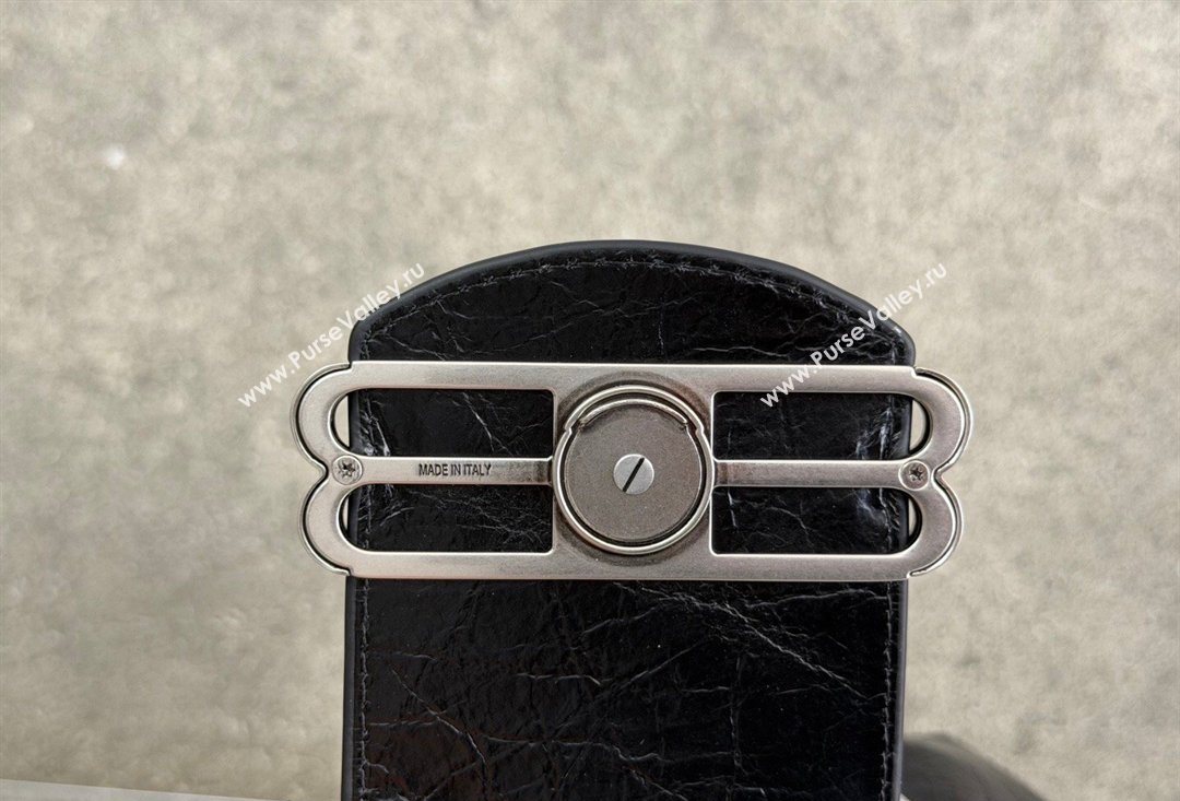 Balenciaga Pamela Shoulder Bag Small in Black Arena lambskin, aged-silver hardware 2026 0113 (JM-260403026)