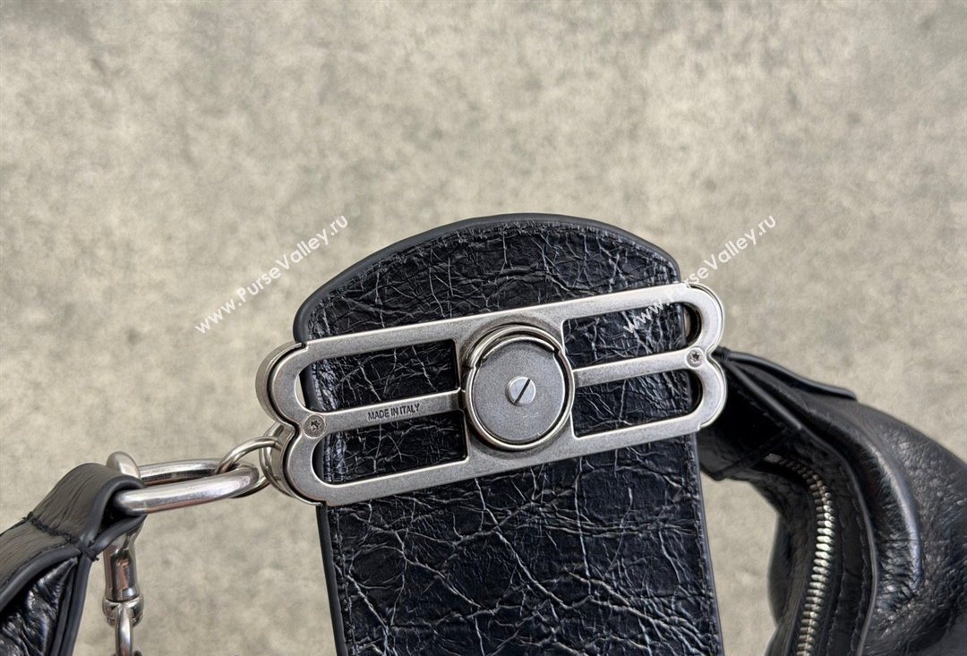 Balenciaga Pamela Shoulder Bag Medium in Black Arena lambskin, aged-silver hardware 2026 0112 (JM-260403028)