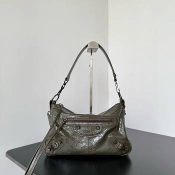 Balenciaga Le City Moto Small Shoulder Bag in Arena Storico Lambskin Khaki Green 2026 0905 (JM-260403029)