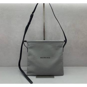 Balenciaga Shopper Medium Dust Bag Crossbody Pouch in Grey Arena lambskin, aged-silver hardware 2026 (JM-260403003)