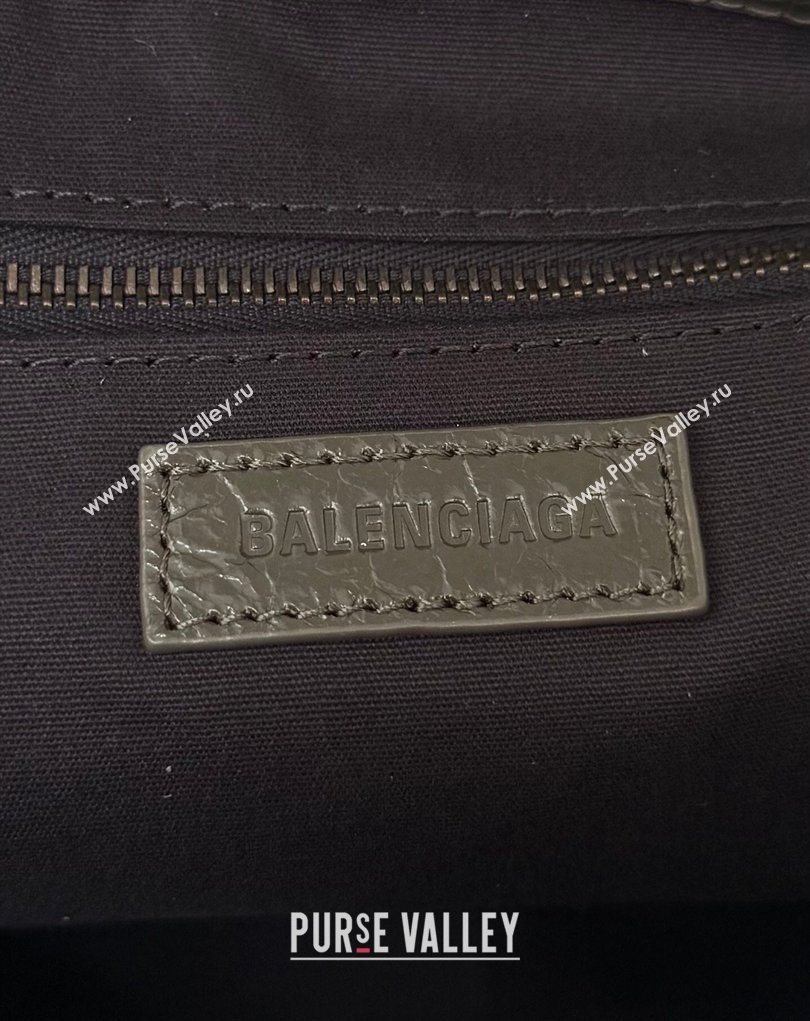 Balenciaga Le City Moto Small Shoulder Bag in Arena Storico Lambskin Khaki Green 2026 0905 (JM-260403029)