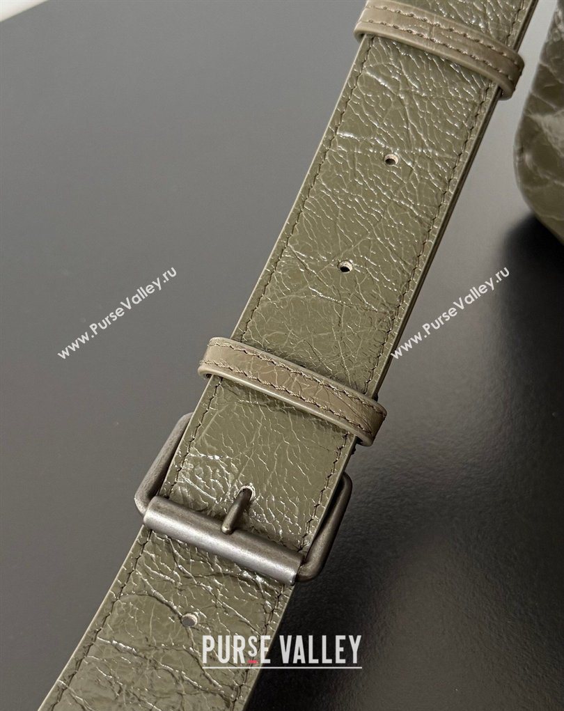 Balenciaga Le City Moto Medium Shoulder Bag in Arena Storico Lambskin Khaki Green 2026 0905 (JM-260403030)