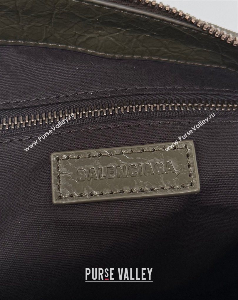 Balenciaga Le City Moto Medium Shoulder Bag in Arena Storico Lambskin Khaki Green 2026 0905 (JM-260403030)