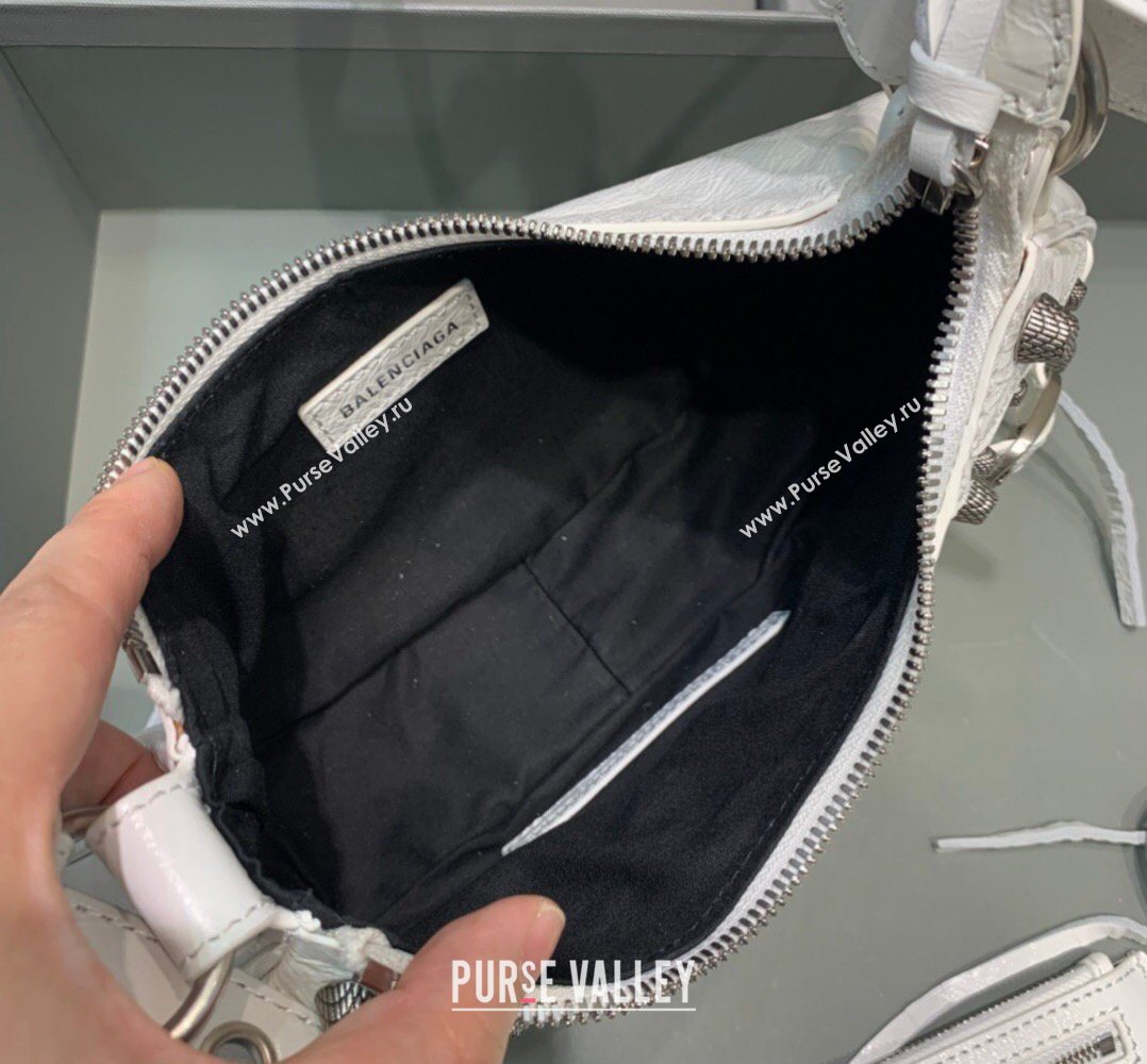 Balenciaga Le Cagole Shoulder Bag XS in White Lambskin Leather, aged-silver hardware 2026 180607 (JM-260403021)