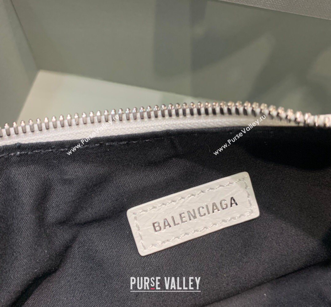 Balenciaga Le Cagole Shoulder Bag XS in White Lambskin Leather, aged-silver hardware 2026 180607 (JM-260403021)