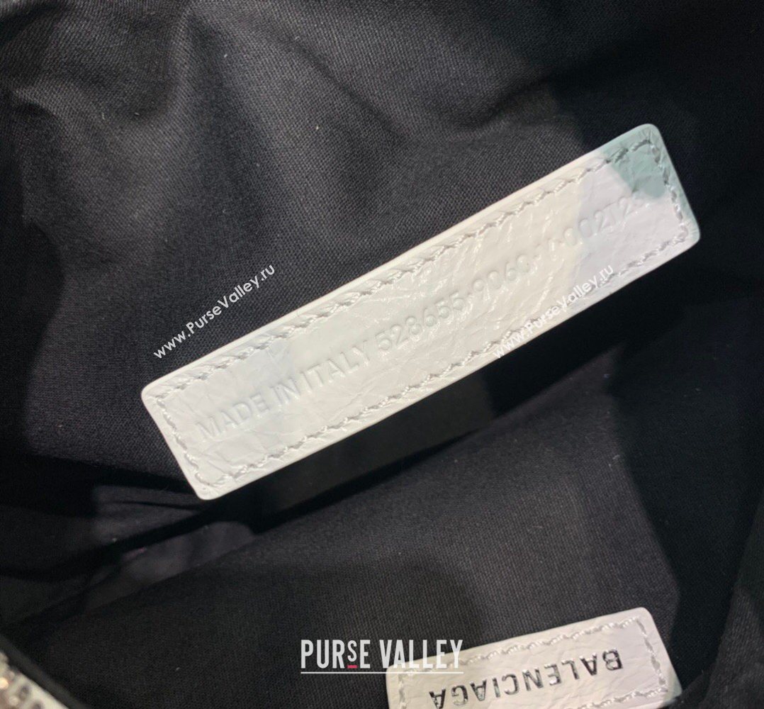 Balenciaga Le Cagole Shoulder Bag XS in White Lambskin Leather, aged-silver hardware 2026 180607 (JM-260403021)