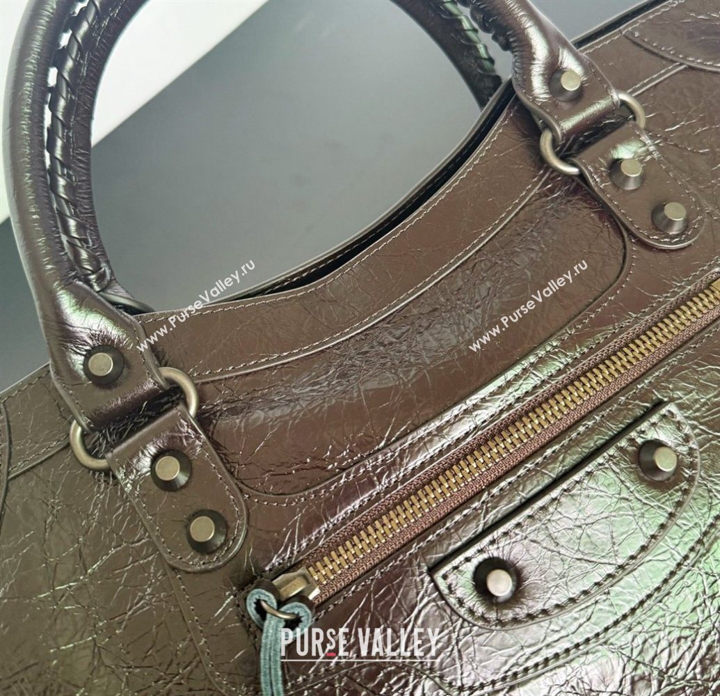 Balenciaga Le City Bag Medium in Espresso Arena lambskin, black hardware 2026 0503 (JM-260403035)