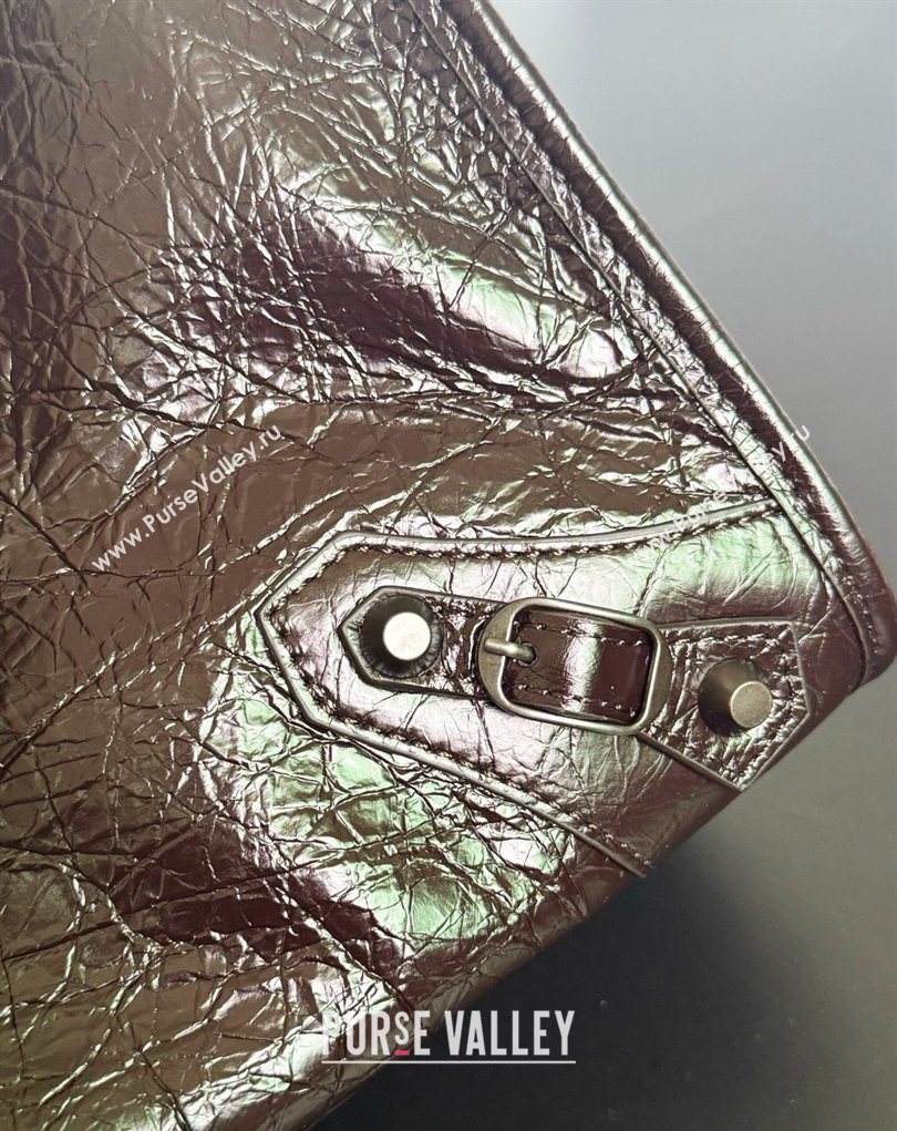 Balenciaga Le City Bag Medium in Espresso Arena lambskin, black hardware 2026 0503 (JM-260403035)