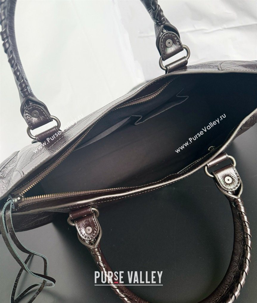 Balenciaga Le City Bag Medium in Espresso Arena lambskin, black hardware 2026 0503 (JM-260403035)