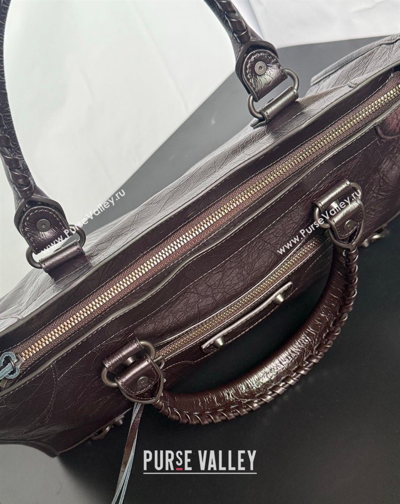 Balenciaga Le City Bag Medium in Espresso Arena lambskin, black hardware 2026 0503 (JM-260403035)