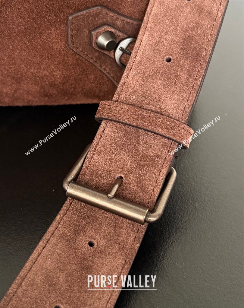 Balenciaga Le City Moto Small Shoulder Bag in Suede Dark Brown 2026 0905 (JM-260403033)