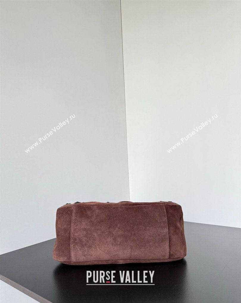 Balenciaga Le City Moto Small Shoulder Bag in Suede Dark Brown 2026 0905 (JM-260403033)