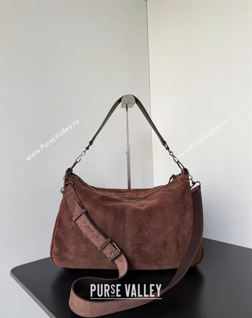 Balenciaga Le City Moto Medium Shoulder Bag in Suede Dark Brown 2026 0905 (JM-260403034)