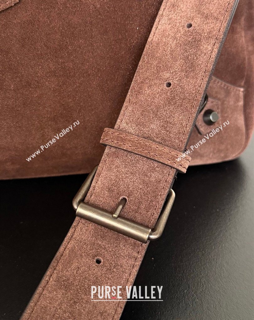 Balenciaga Le City Moto Medium Shoulder Bag in Suede Dark Brown 2026 0905 (JM-260403034)
