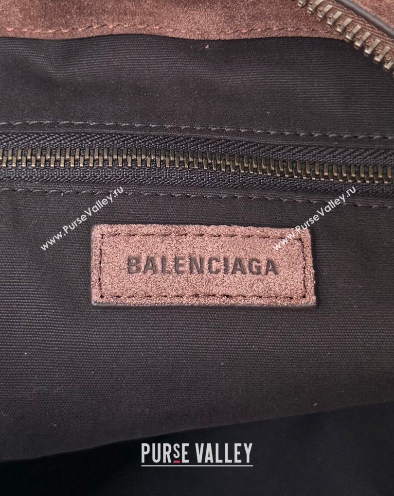 Balenciaga Le City Moto Medium Shoulder Bag in Suede Dark Brown 2026 0905 (JM-260403034)