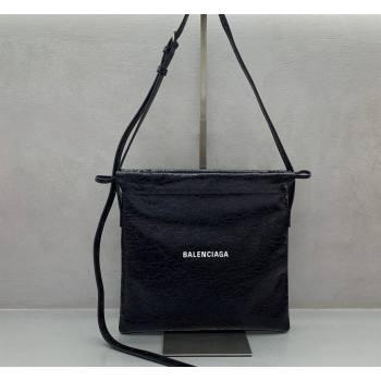 Balenciaga Shopper Medium Dust Bag Crossbody Pouch in Black Arena lambskin, aged-silver hardware 2026 (JM-260403004)