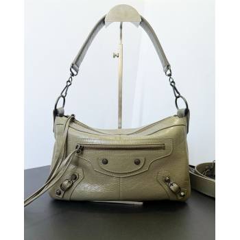 Balenciaga Le City Moto Small Shoulder Bag in Arena Storico Lambskin Dusty Green 2026 0905 (JM-260403031)