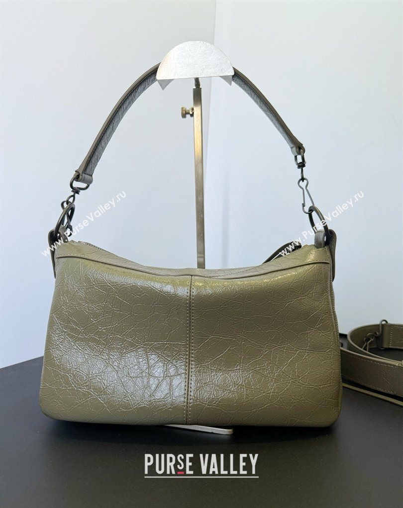 Balenciaga Le City Moto Small Shoulder Bag in Arena Storico Lambskin Dusty Green 2026 0905 (JM-260403031)
